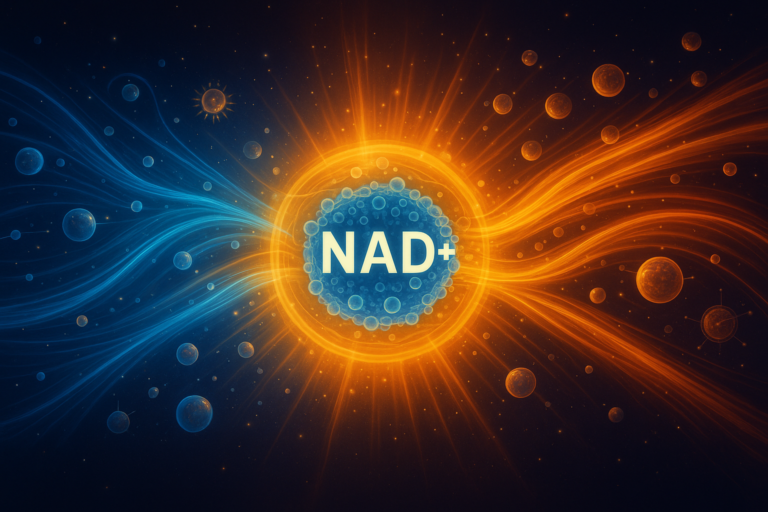 An illustration showing the critical role of NAD+ in human metabolism.