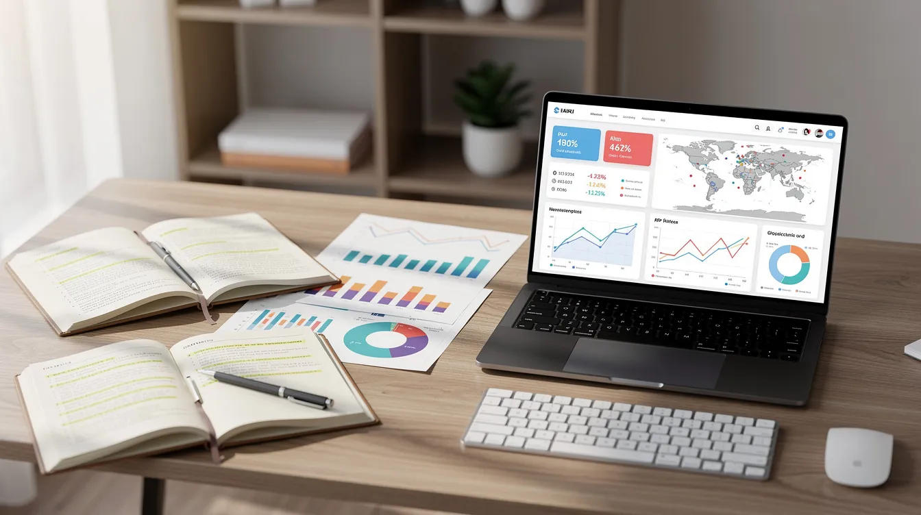 The image depicts a neatly organized workspace desk featuring notebooks, charts, and a laptop displaying analytics dashboards related to sales sequences. This setup suggests a focus on effective outreach sequences and strategies for engaging potential customers through tailored messages and multiple channels.
