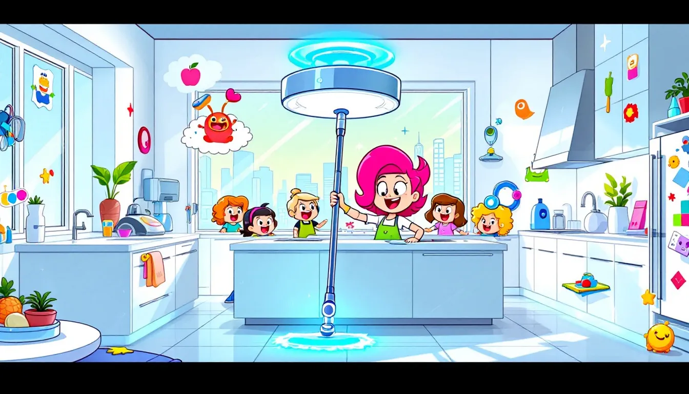 An innovative cleaning tool being used in a modern home, representing innovative cleaning solutions.