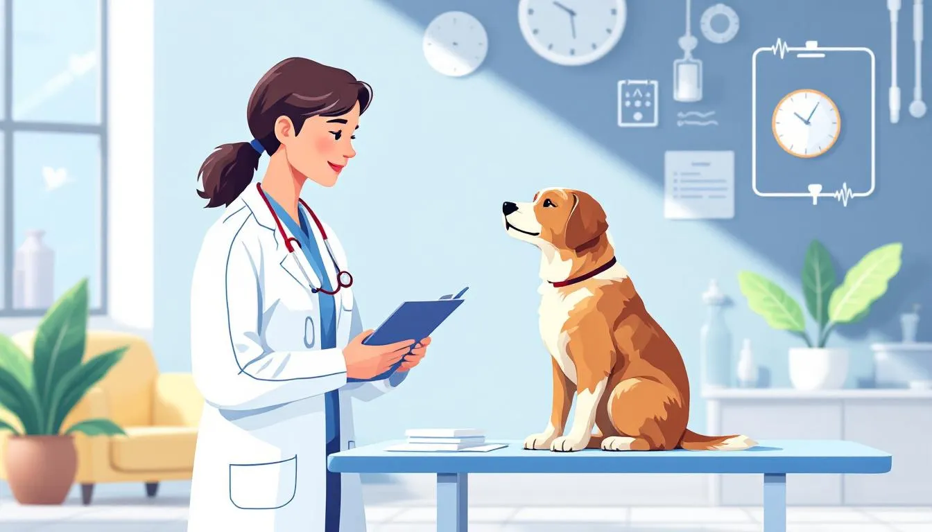 A veterinarian examining a dog to ensure proper function and health.