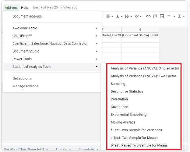 Statistical Analysis Tools Google Sheets Add-on