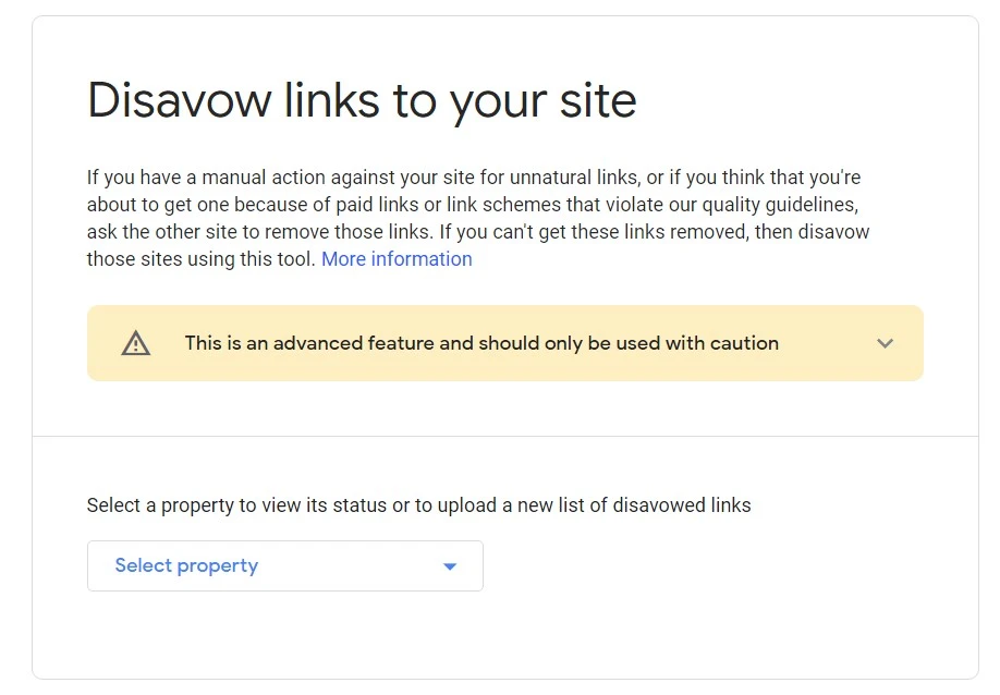 Screenshot of Google's Disavow Tool Instructions