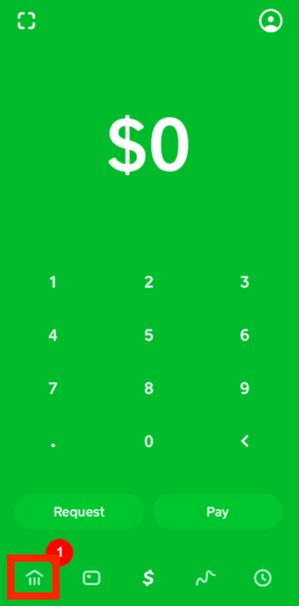 “Banking” Tab on the Cash App Home Screen