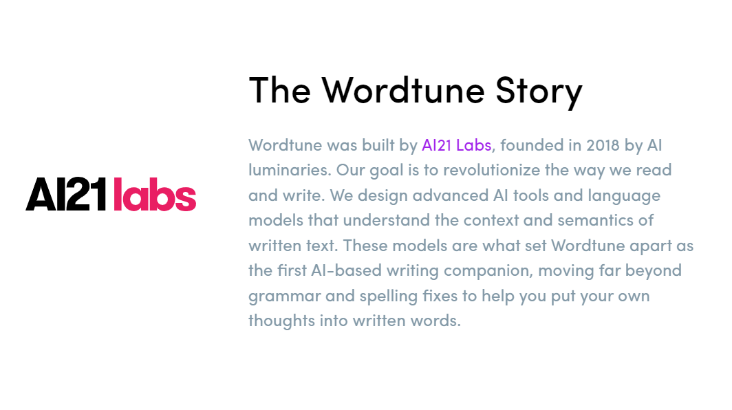 The Wordtune Story - AI21 labs