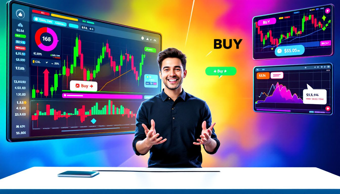 An overview of day trading penny stocks with various stock charts in the background.