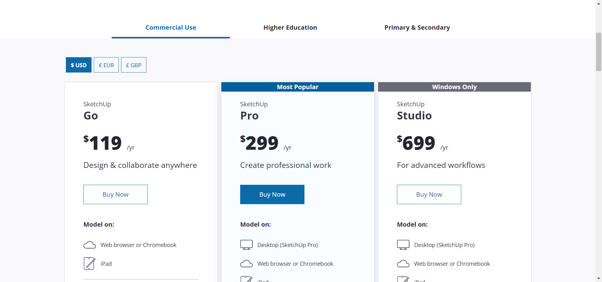 SketchUp pricing