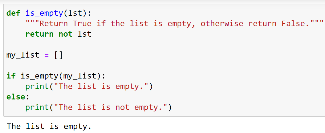 Using a Custom Function to Check if a List is Empty