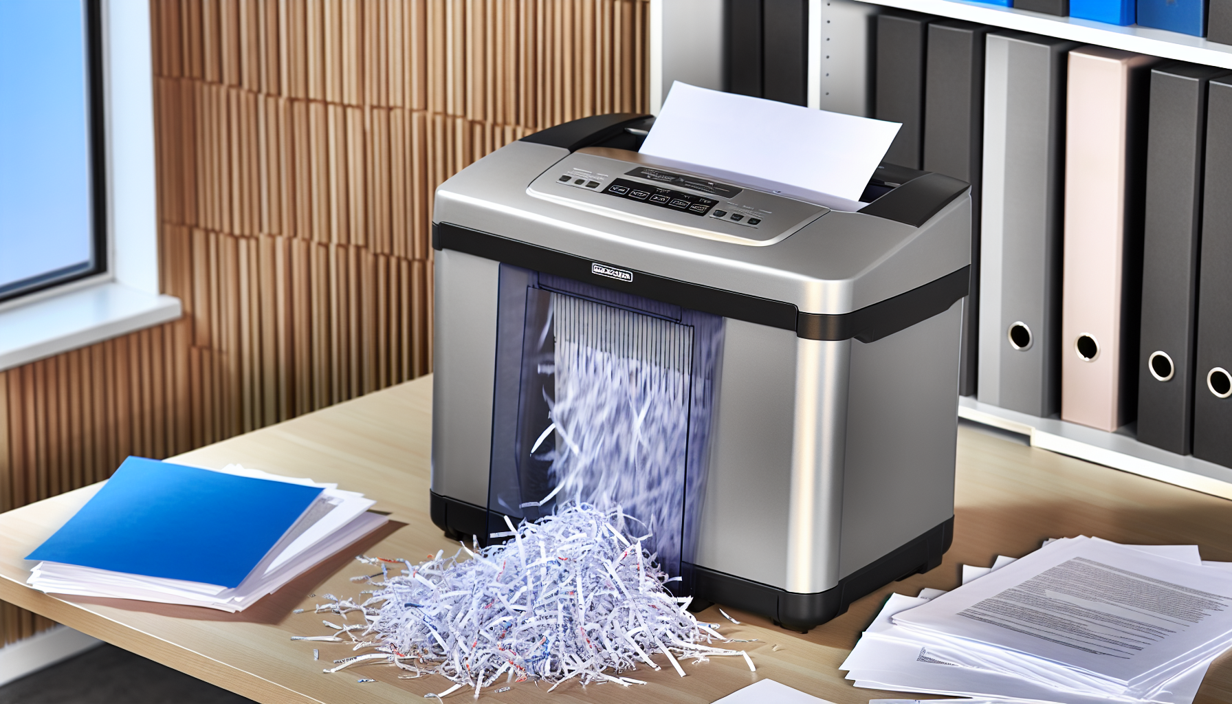 Shredder machine destroying documents