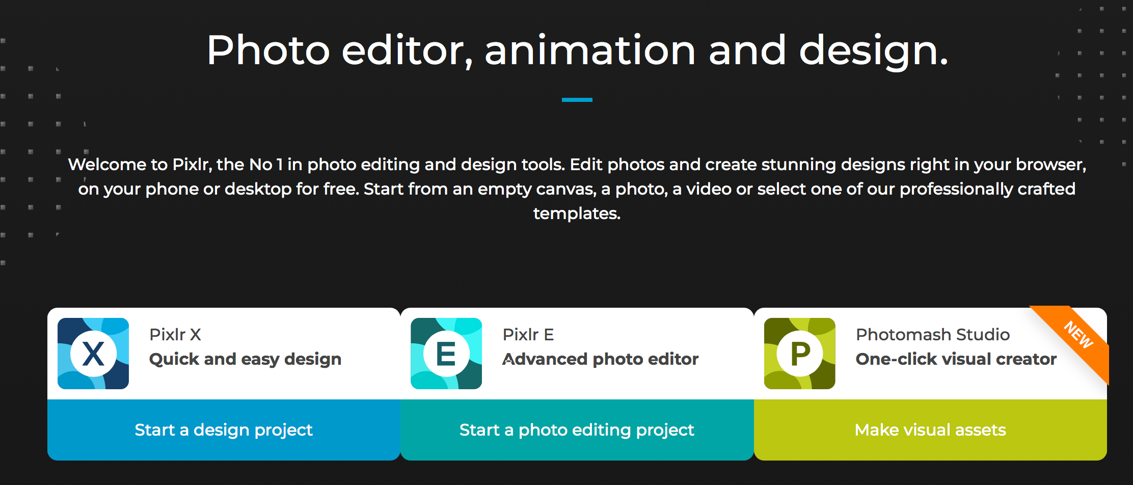 Pixlr, photo editor, animation and design
