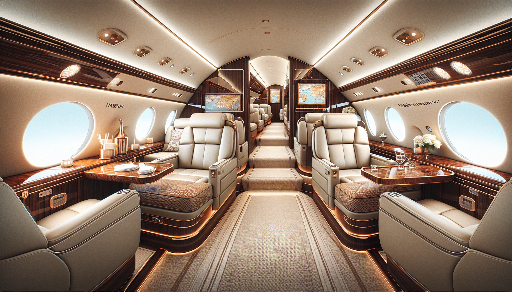 Luxurious private jet interior