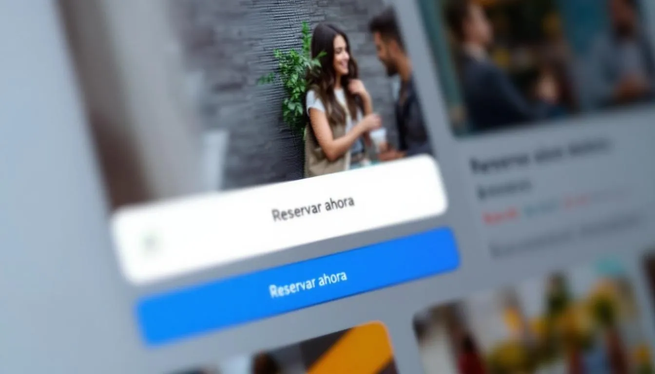 La imagen muestra la interfaz de Facebook Business, destacando un botón que dice "Reservar ahora", diseñado para facilitar a los clientes la programación de citas o reservas a través de plataformas de redes sociales. Esta herramienta permite a los negocios interactuar de manera efectiva con usuarios interesados en sus servicios.