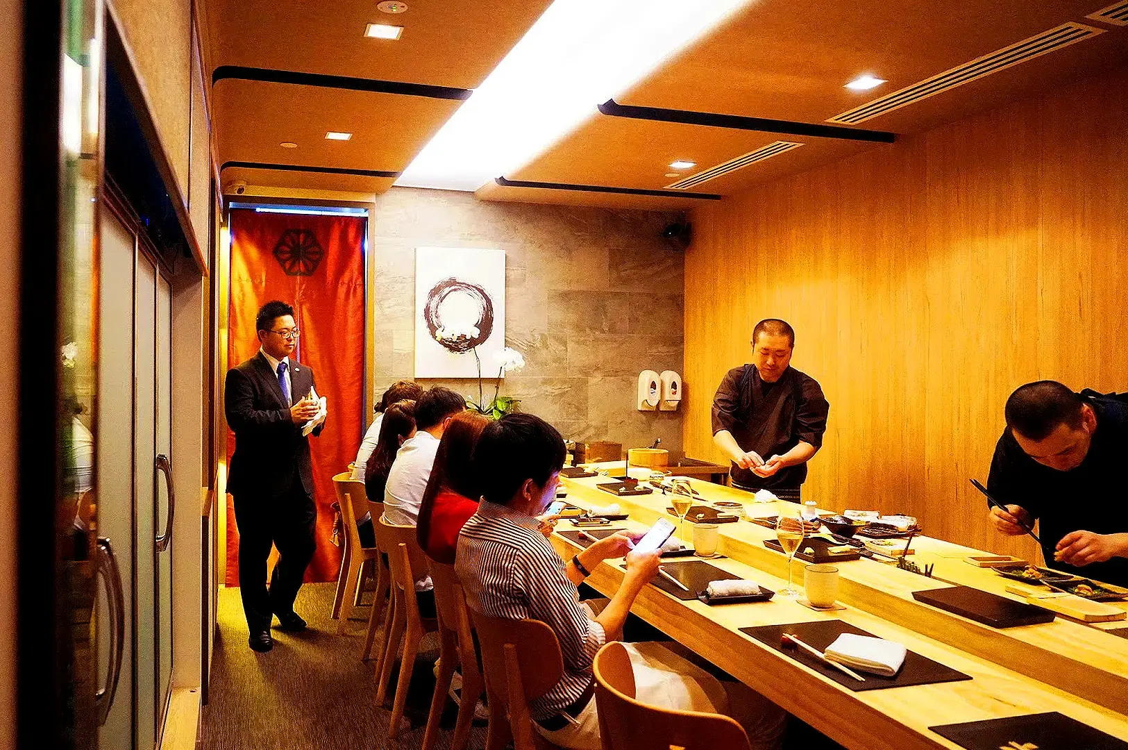 Shoukouwa Singapore elegant Japanese sushi restaurant interior with intimate counter dining