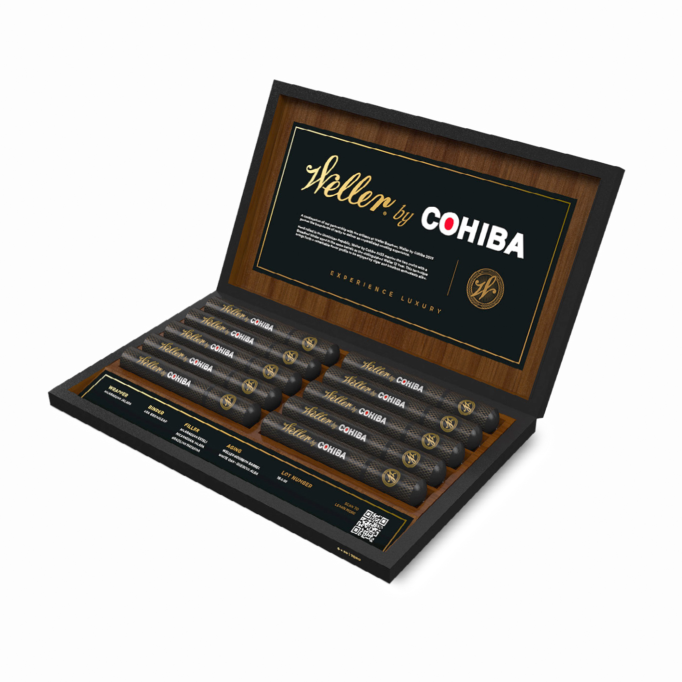 A box of Cohiba Weller Toro cigars in an aluminum tube