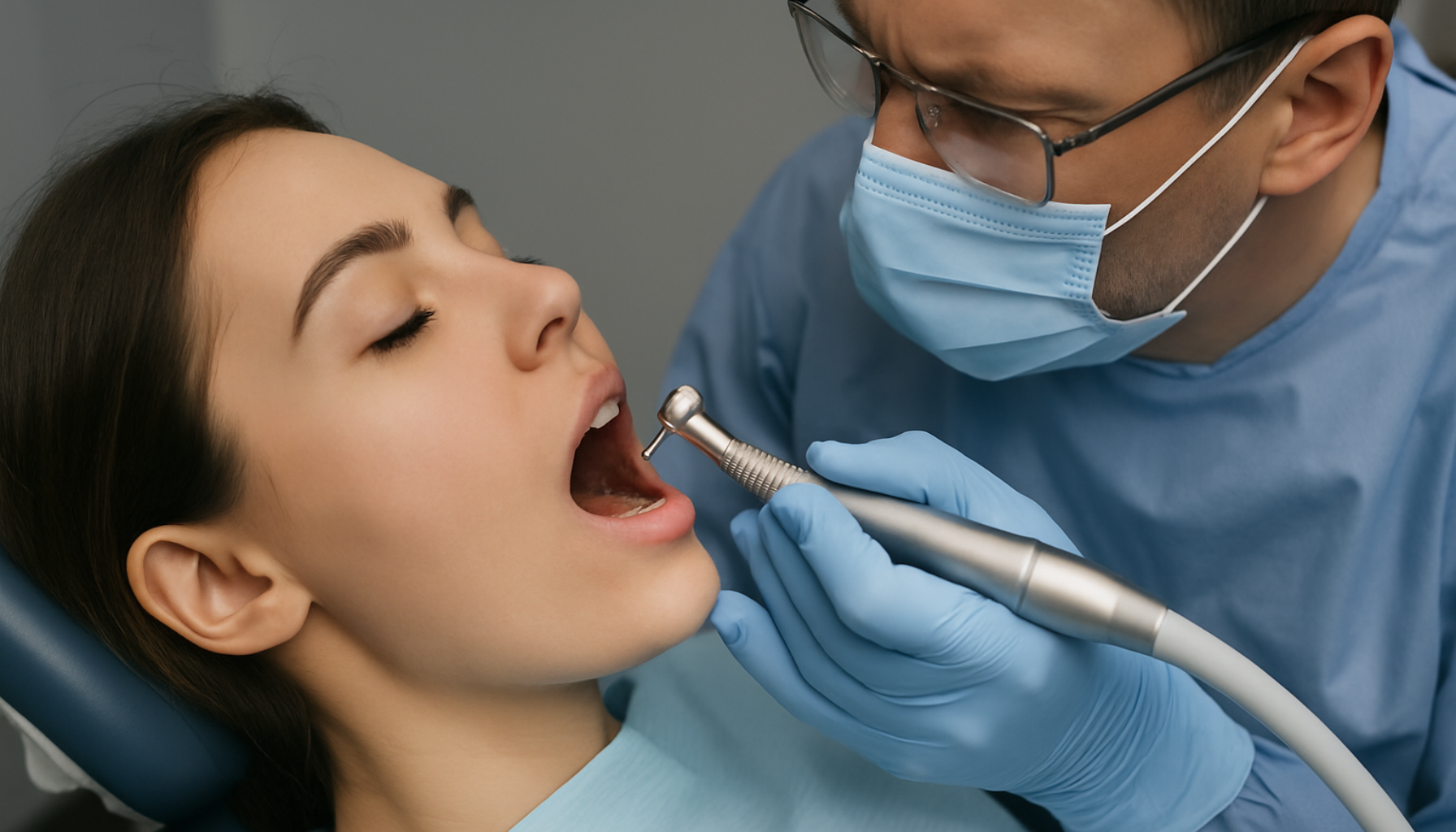 Hvor mye koster det å bore hull? Se pris og alternativer 15 En tannlege bruker en boremaskin på en pasient som ligger avslappet i stolen under en tannbehandling i klinikk.