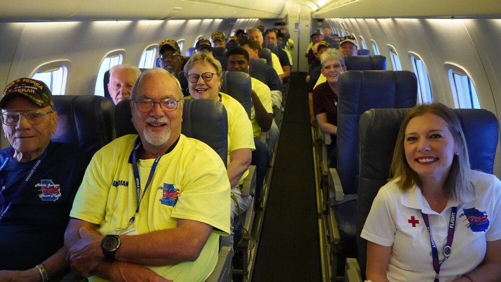 Veterans and guardians on a Middle Georgia Honor Flight. 
