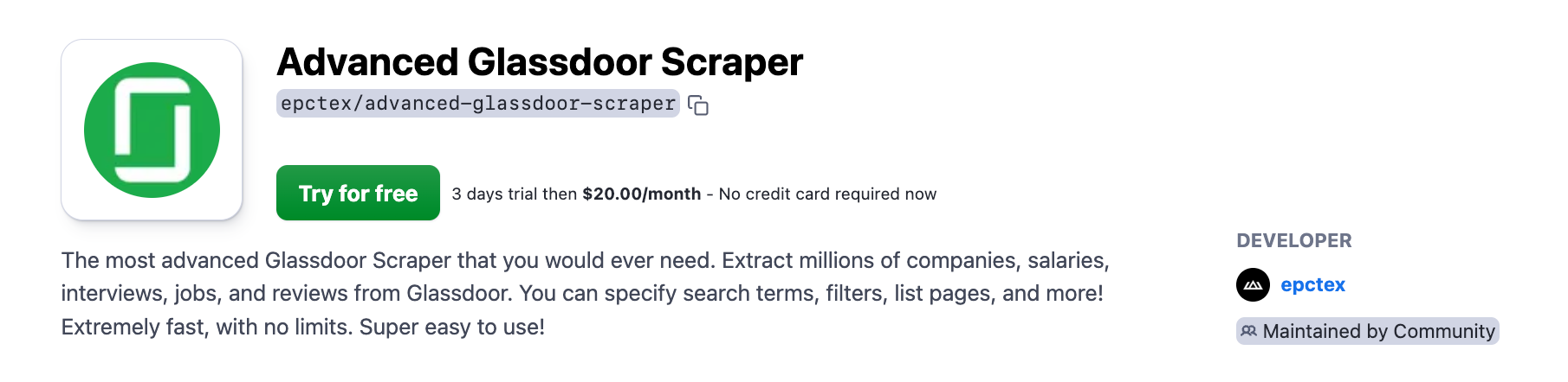 Step 1. Find the Advanced Glassdoor Scraper