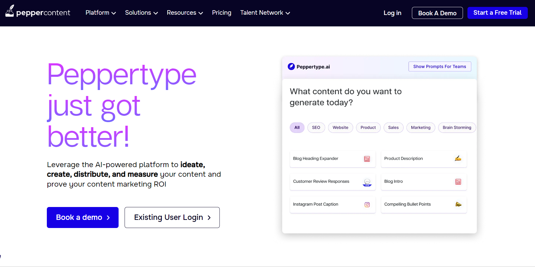 Peppertype AI main page