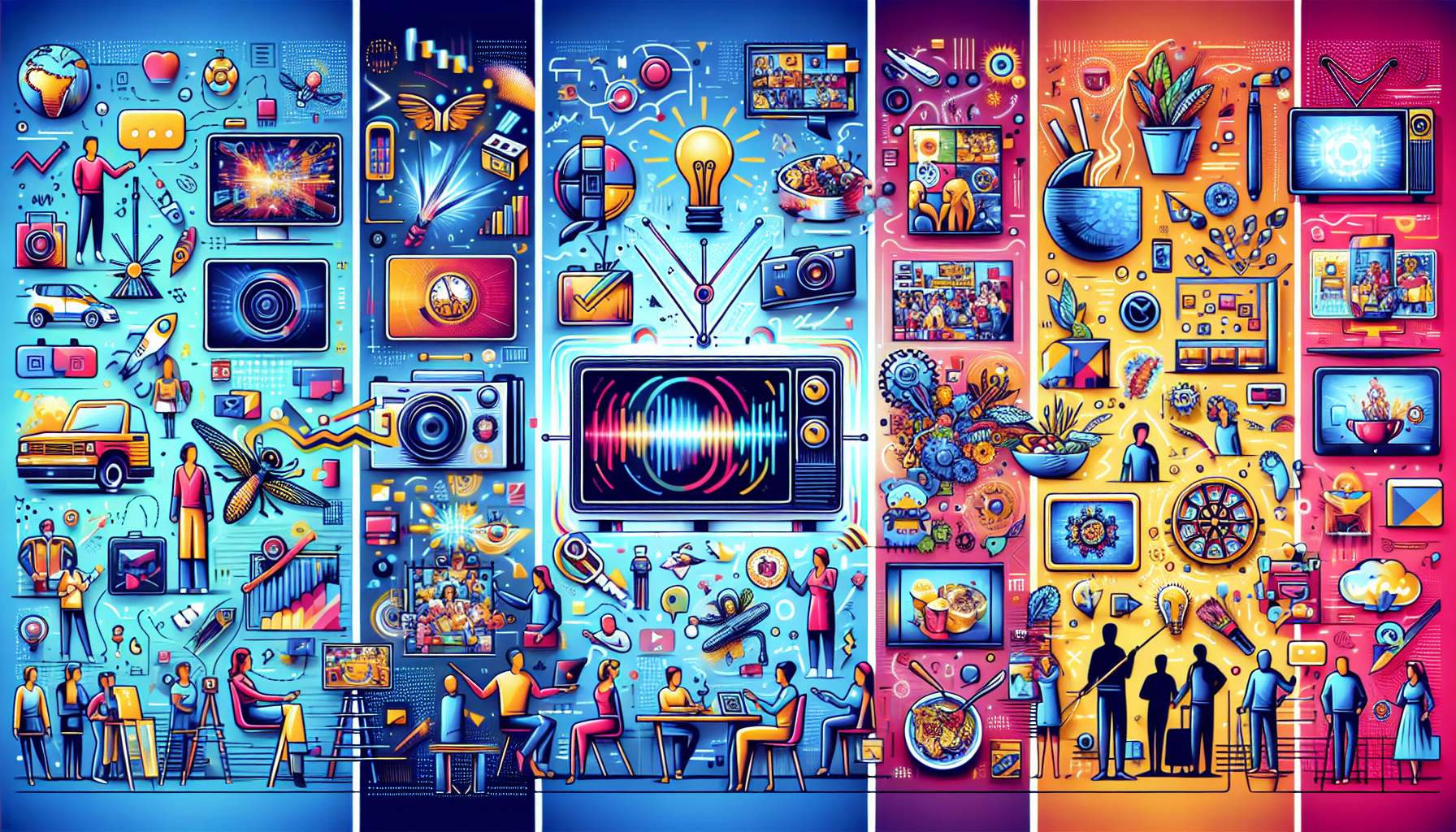 Illustration of diverse video marketing examples