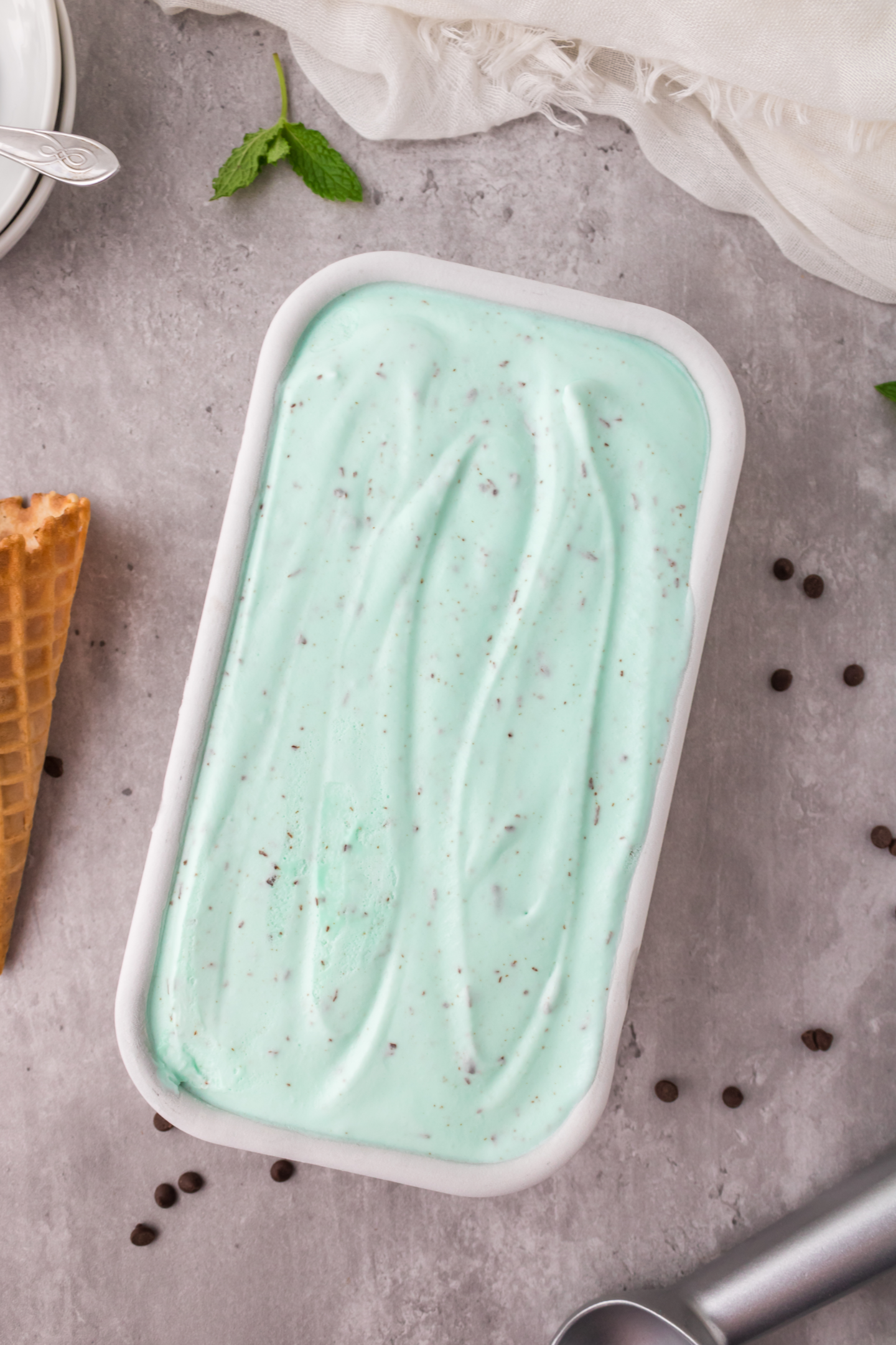 mint chocolate chip ice cream in loaf pan