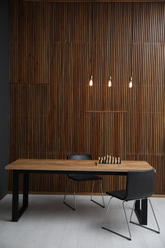 interior wood slat wall ideas for dining room