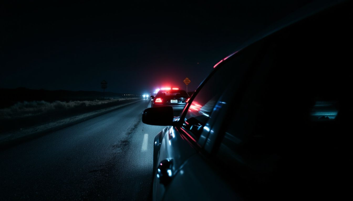 An overview of DWI laws in Texas, showcasing a blurred image of a car on the road at night.