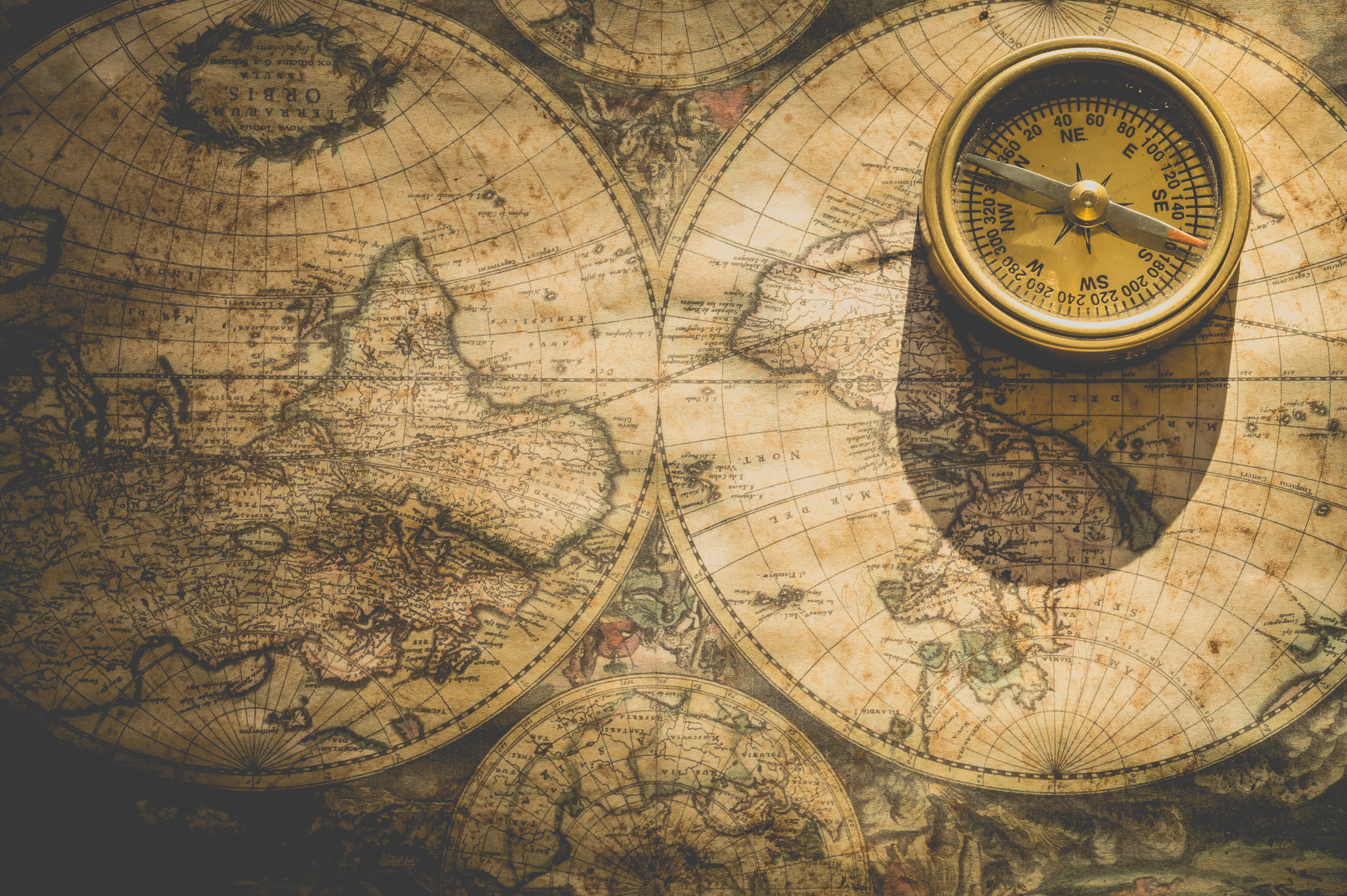 World Map and Compass