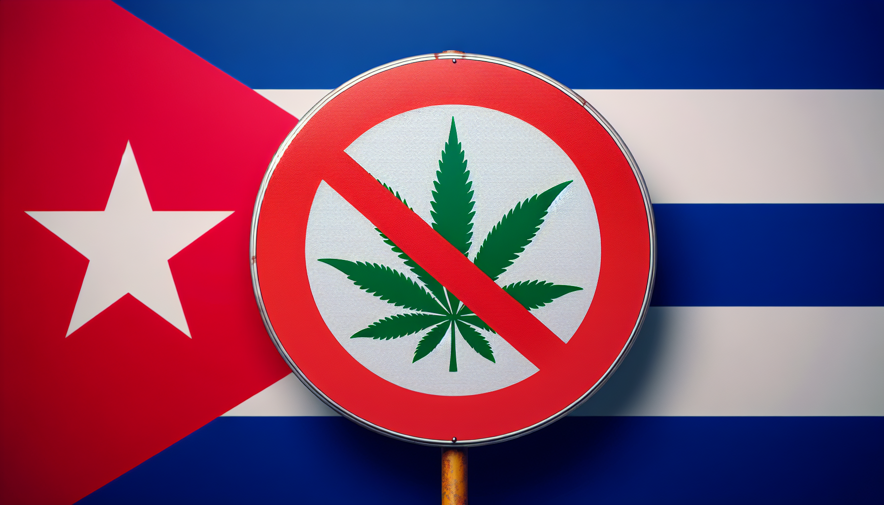 Medical marijuana prohibition sign in Cuba