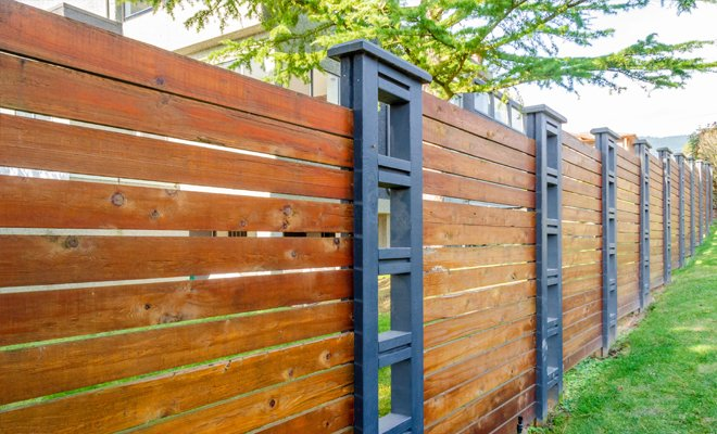 Metal Accent Horizontal Wood Fence