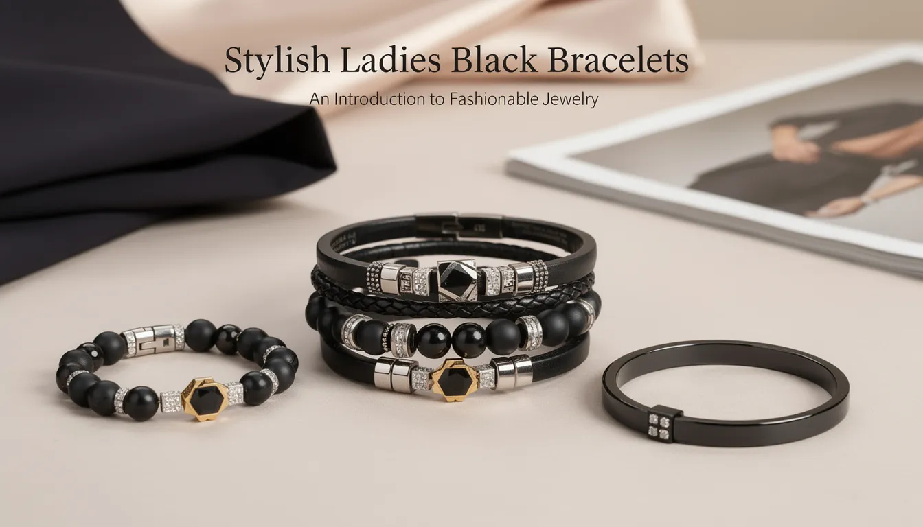 The image showcases a collection of stylish ladies black bracelets and bangles, featuring various designs that cater to different fashion tastes. These versatile accessories are perfect for enhancing any outfit, whether you prefer a subtle look or a bold statement piece.