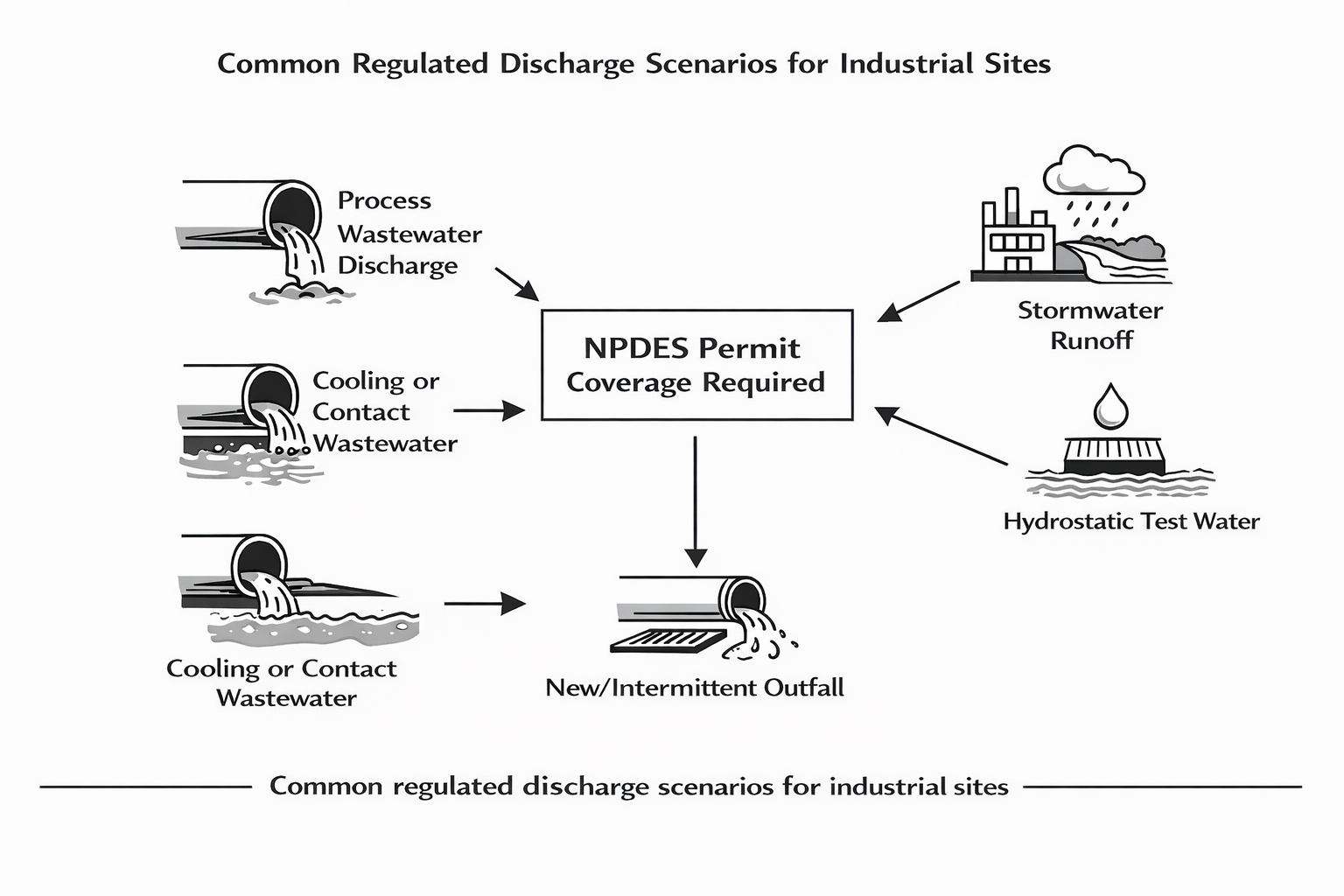 Common regulated discharge scenarios for industrial sites