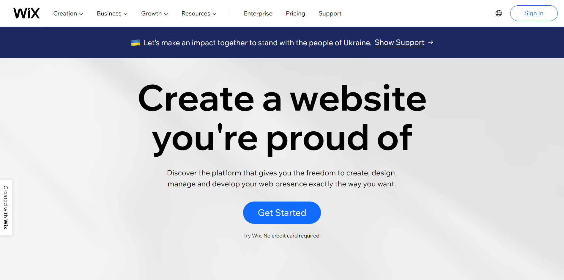 Wix main page