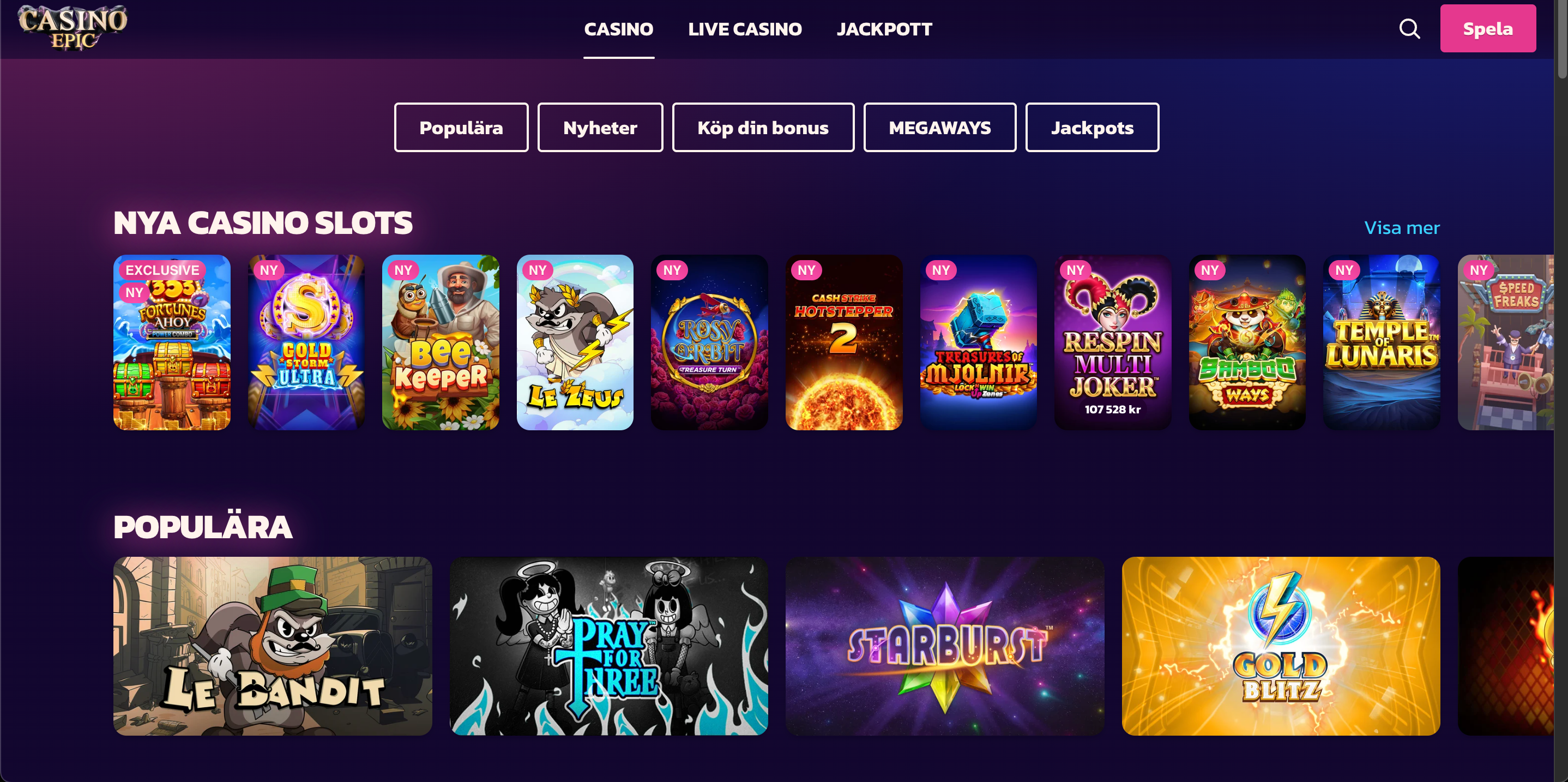 nytt casino epic - spela ansvarsfullt