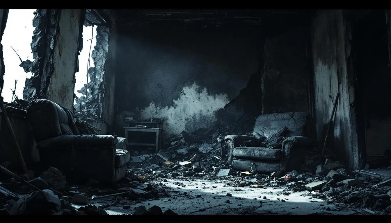 Assessing the extent of fire damage in a home.