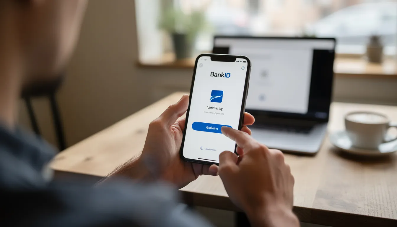 En person använder sin mobiltelefon för att genomföra en snabb betalning med BankID, vilket är en säker metod för insättningar och uttag på casinon med svensk licens. Denna betalning kan göras smidigt via Zimpler, vilket erbjuder snabba och säkra transaktioner.