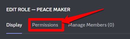 Setting up permissions for a role on Discord