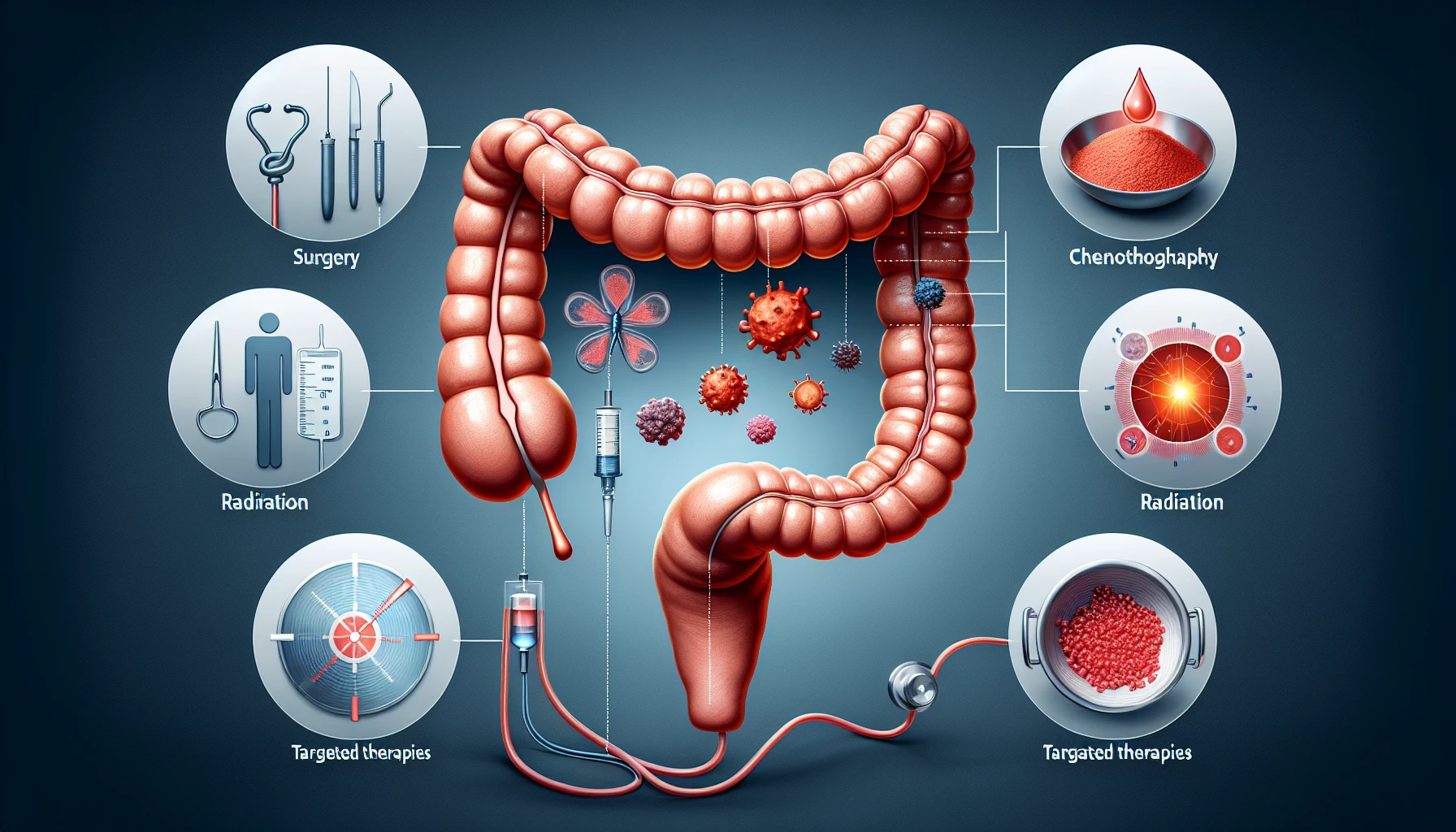 Illustration of colon cancer treatment options