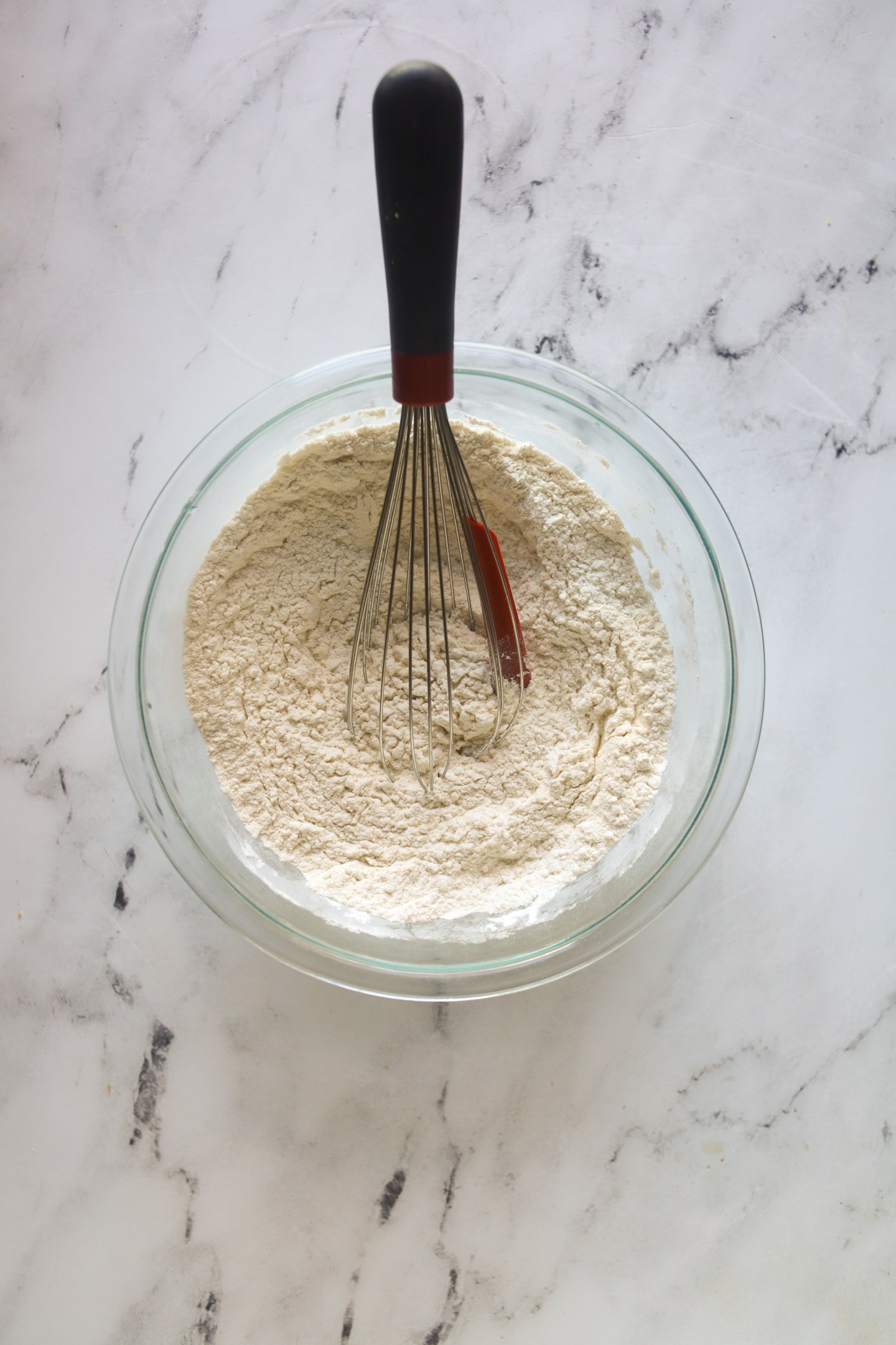 bowl of flour mixture for biscuit recipe