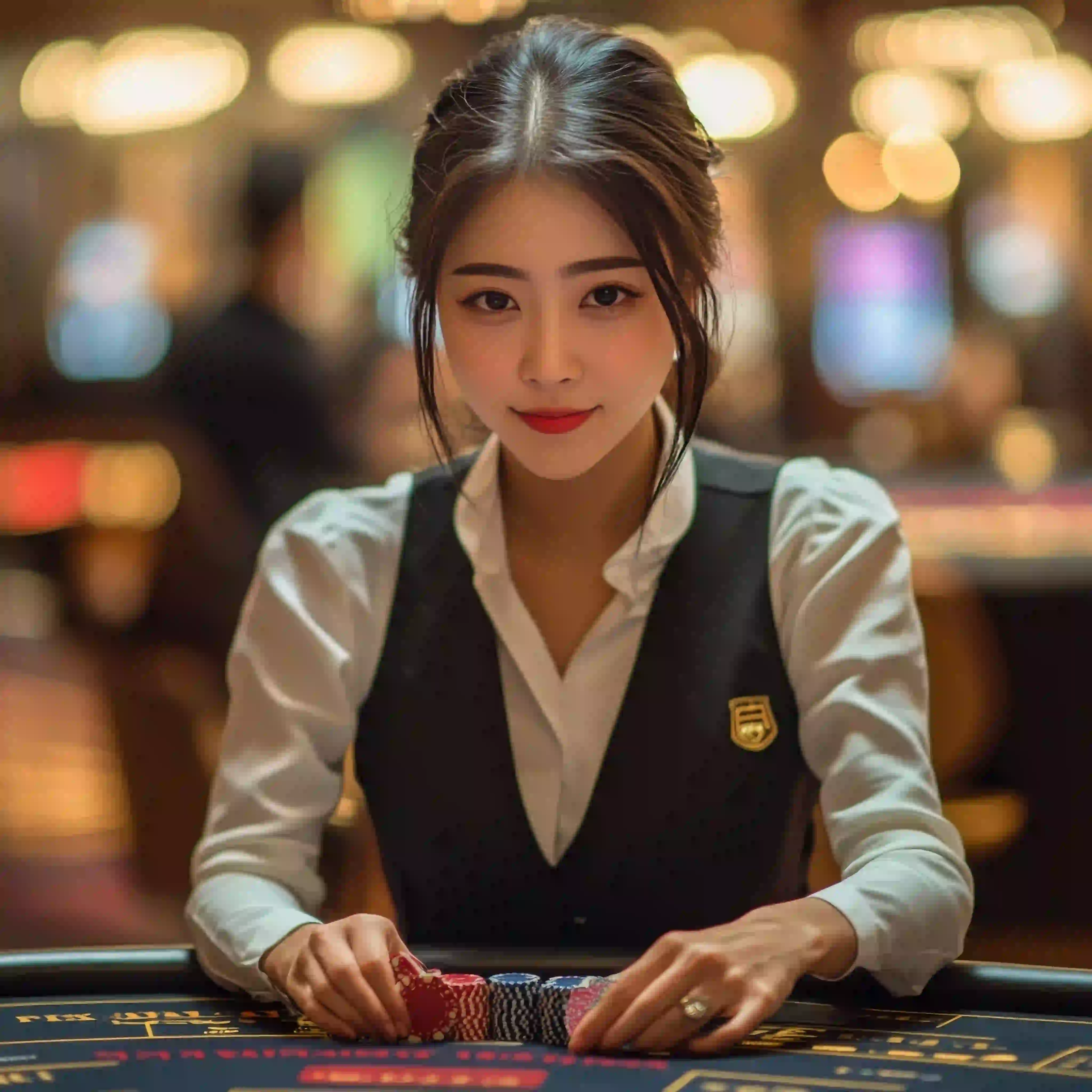 woman is sitting poker table