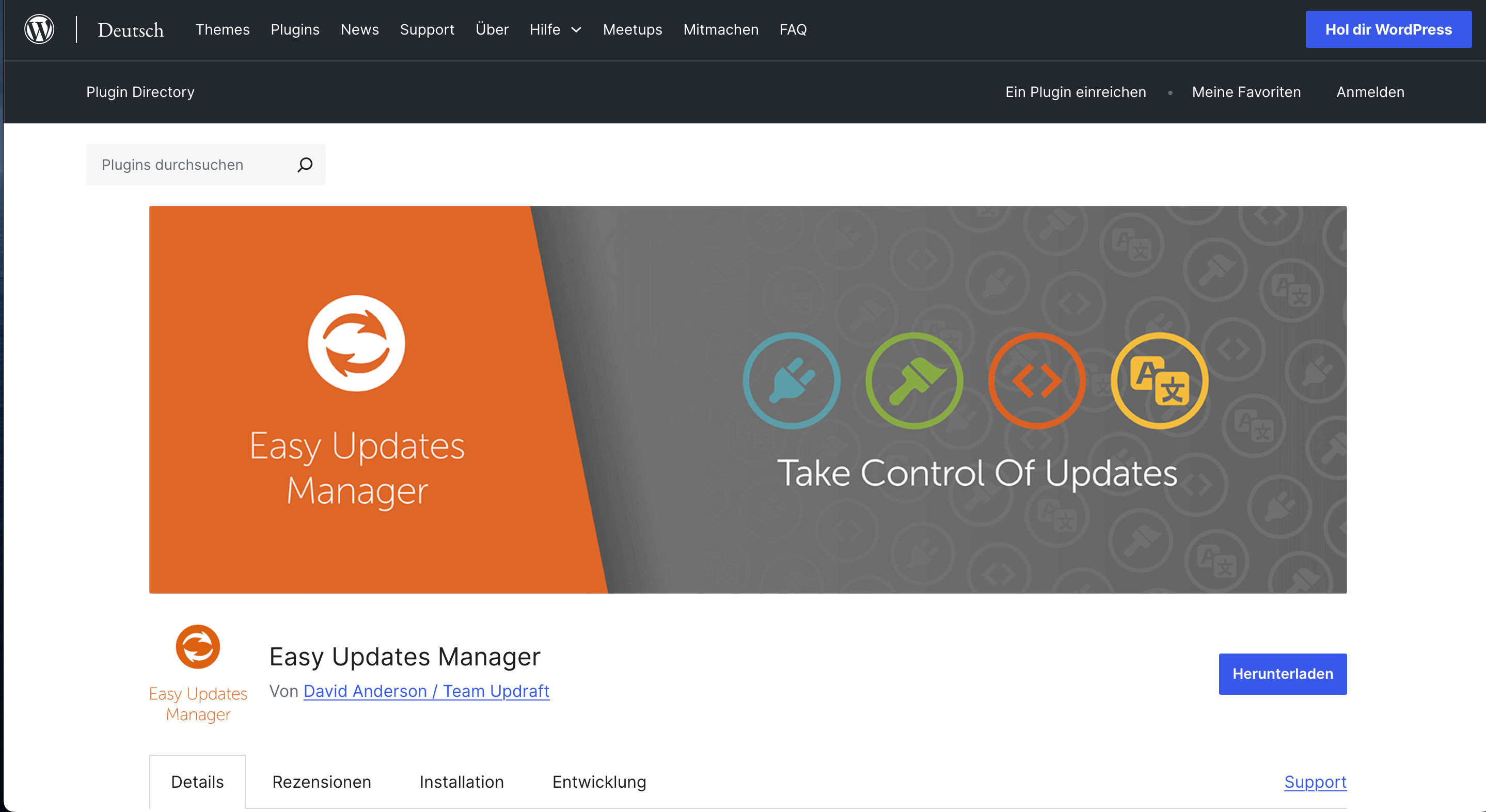 Screenshot des Easy Updates Manager Plugin