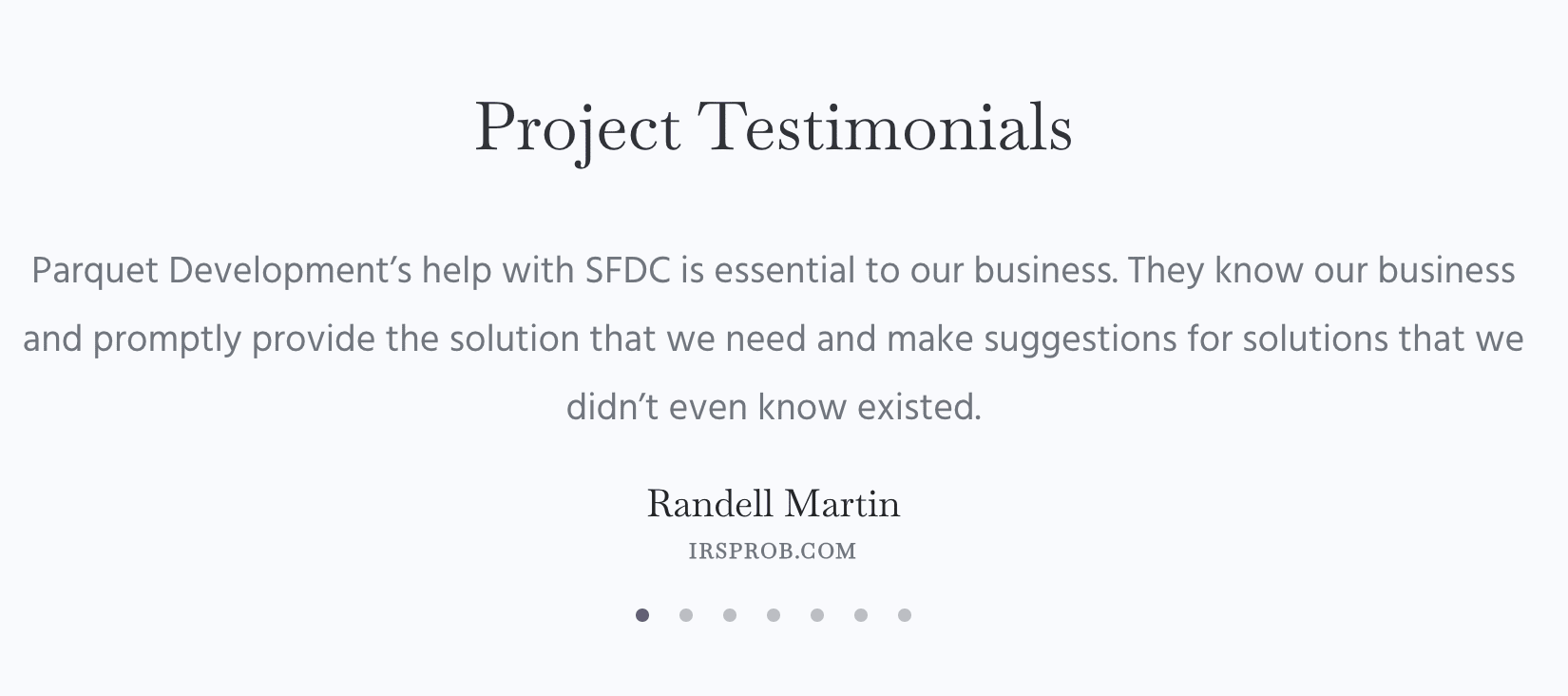 website testimonials for professional Salesforce consultants