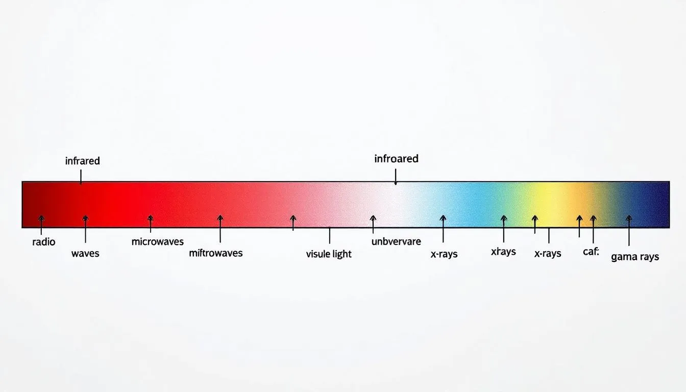 The image illustrates the electromagnetic spectrum, highlighting infrared radiation positioned between visible light and microwaves, which is essential for understanding how infrared saunas work. This spectrum includes infrared waves, known for their ability to penetrate deep into body tissues, providing therapeutic benefits during an infrared sauna session.