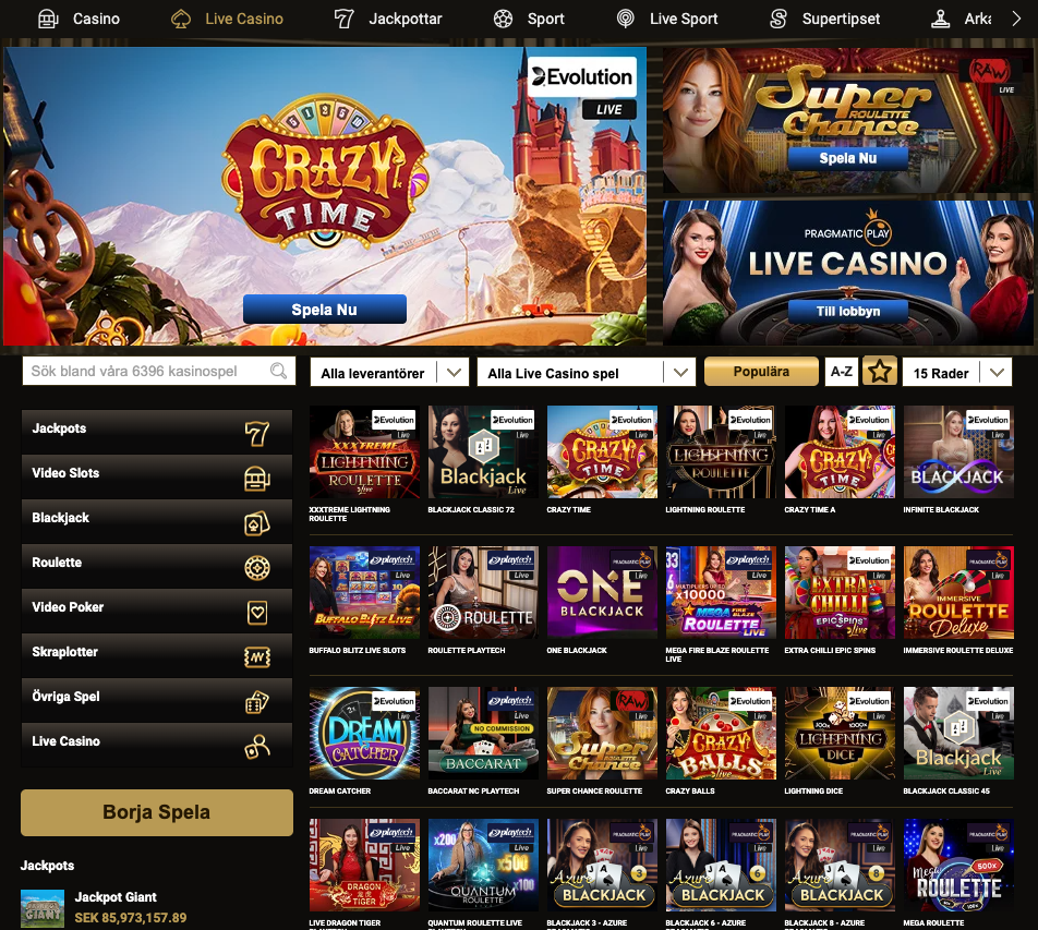 Megariches live casino