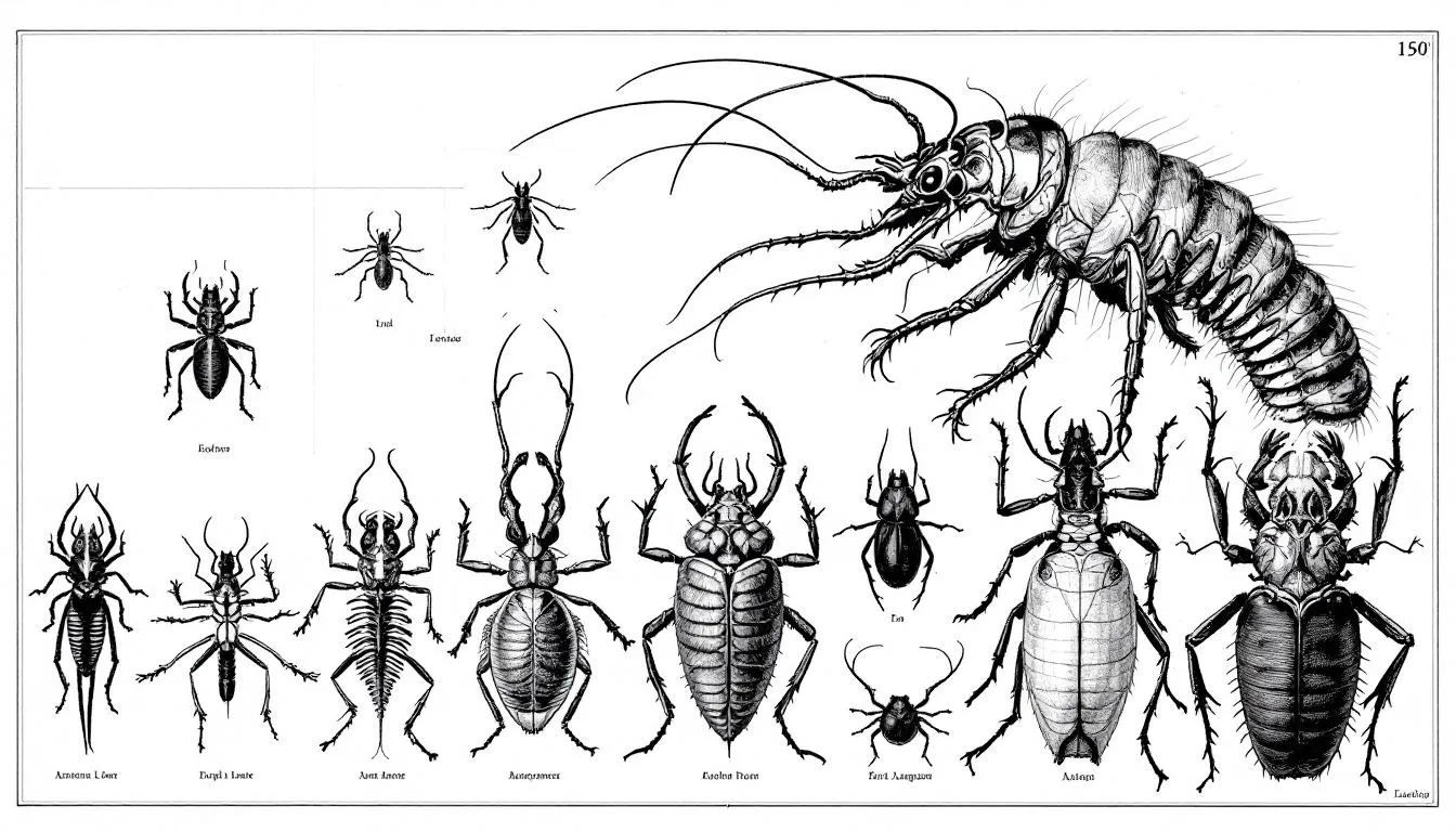 An illustration depicting the evolutionary history of arthropods.