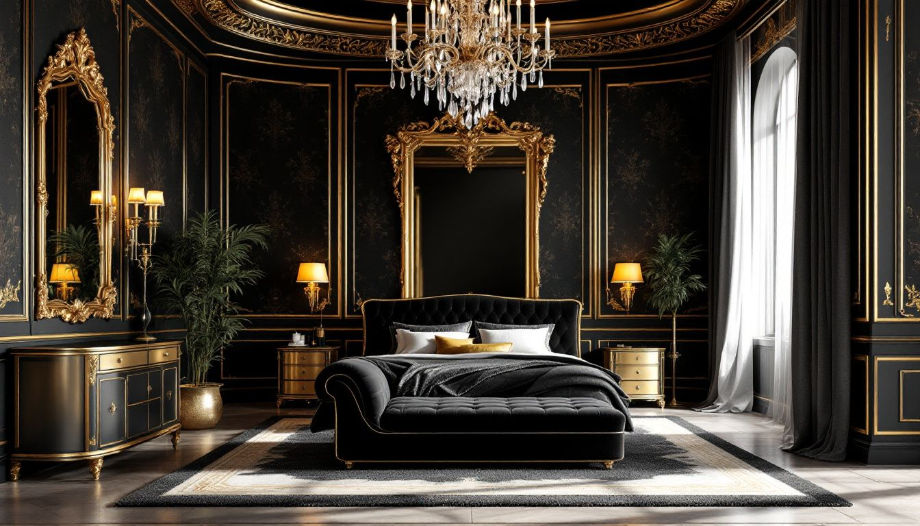 Black Gold Bedroom Interior Design