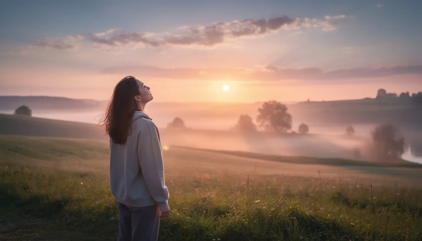 A hopeful person gazes toward a vibrant sunrise over a tranquil landscape, symbolizing the beginning of their recovery journey from addiction. This image reflects the promise of healing and the importance of seeking treatment and support in overcoming substance use disorders.