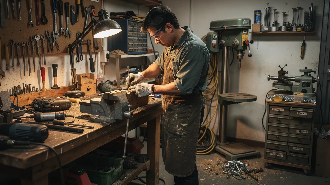 dd55d24f be34 4347 81f4 293fedada4db The image shows a person focused on their work in a small workshop filled with various tools and machinery, highlighting a hands-on environment typical for small businesses. This setting reflects the essence of micro enterprises that might benefit from a mudra loan project report for financial planning and business development.