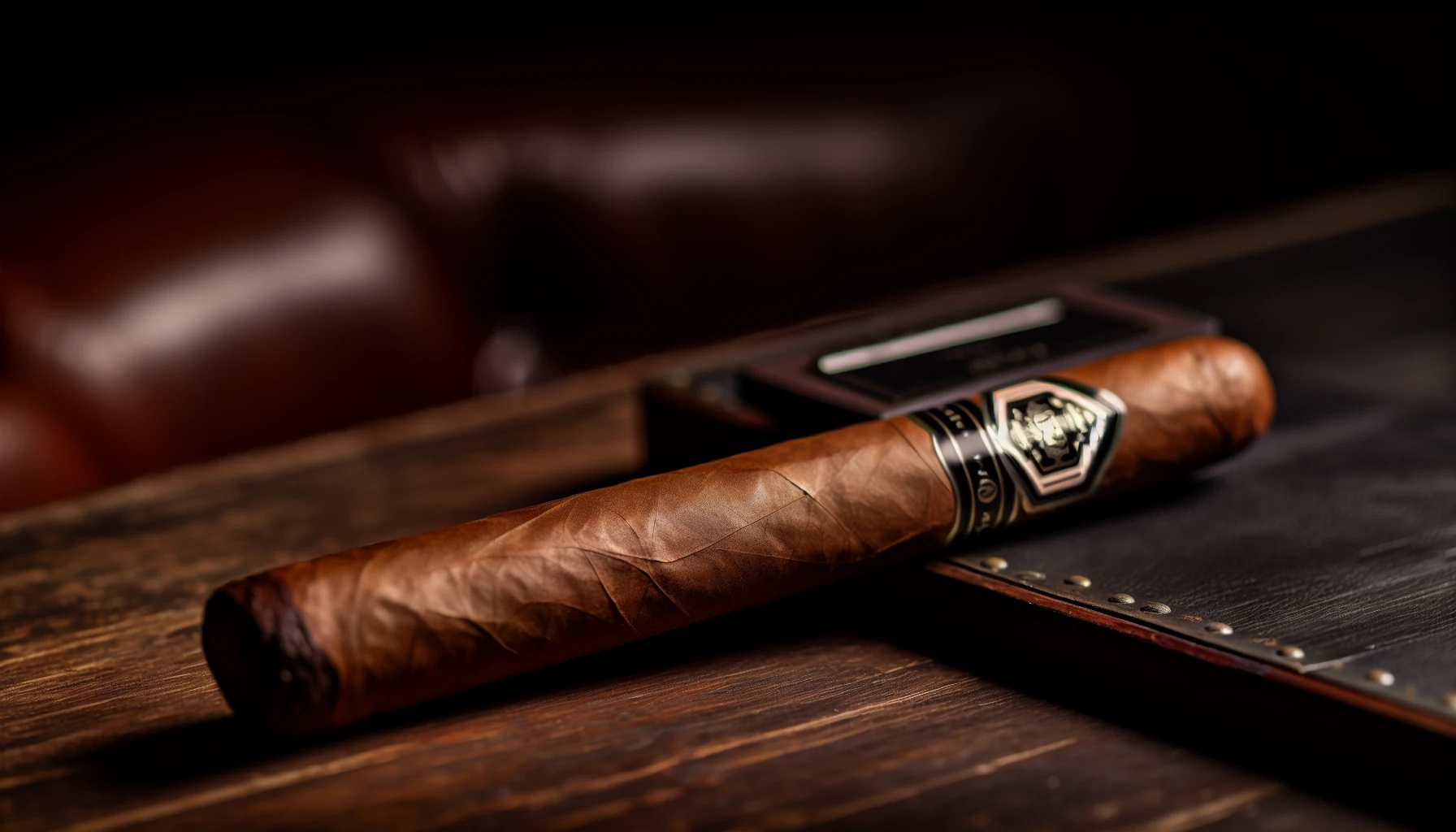 A.J. Fernandez New World Gobernador Toro cigar resting on a dark wooden table