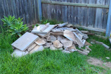 The pile of Brick & Concrete here would fit in a mini skip for removal and recycling