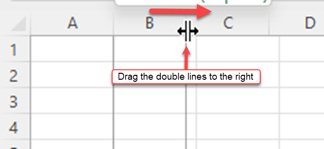 Drag the double lines to the right
