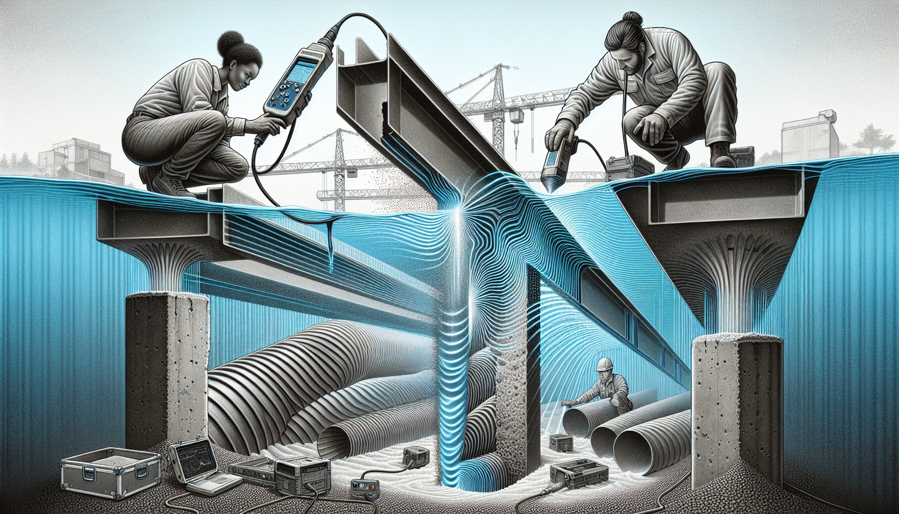 Illustration of advanced non-destructive testing techniques